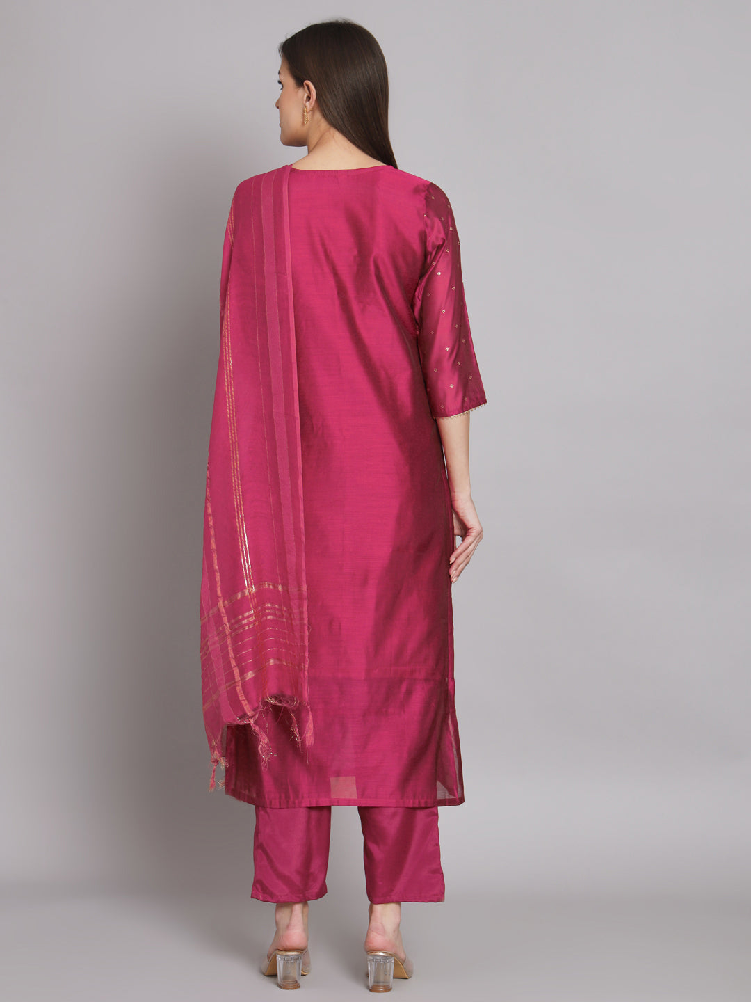 Kurta and Trouser Duppata Set Chanderi Modal Butti - FitVibe Fashion