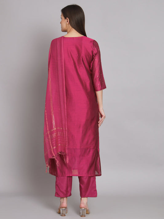 Kurta and Trouser Duppata Set Chanderi Modal Butti - FitVibe Fashion