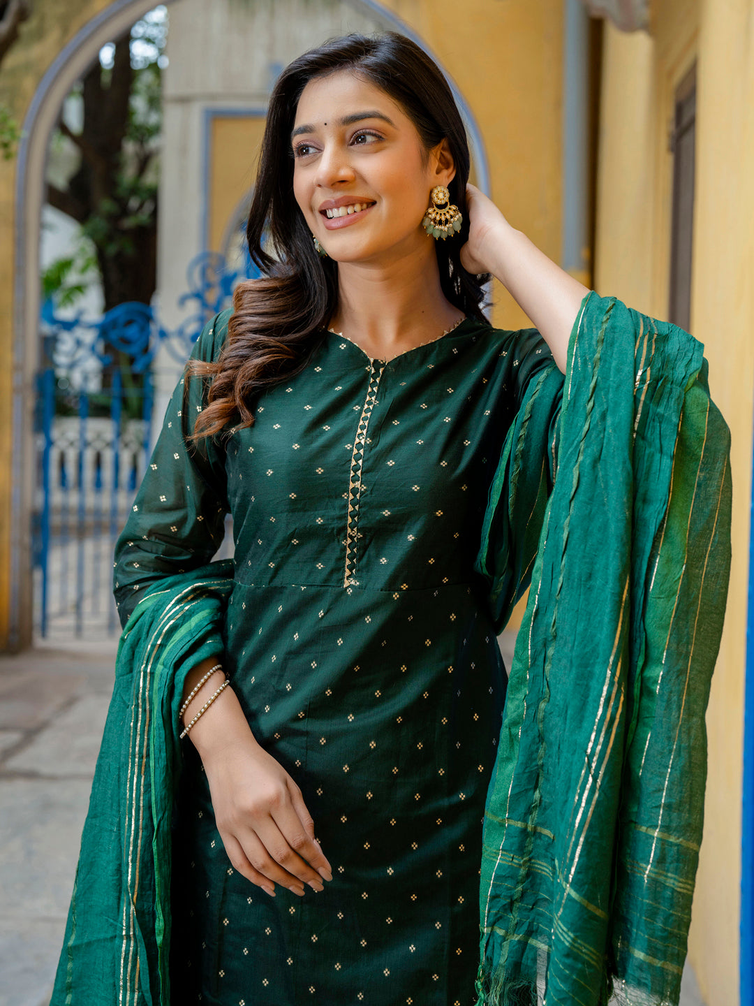 Kurta and Trouser Duppata Set Chanderi Modal Butti - FitVibe Fashion