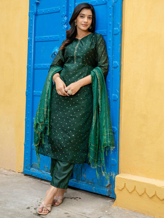 Kurta and Trouser Duppata Set Chanderi Modal Butti - FitVibe Fashion