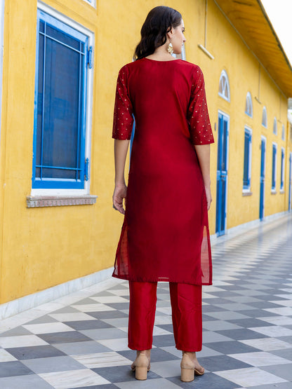 Kurta and Trouser Duppata Set Chanderi Modal Butti - FitVibe Fashion