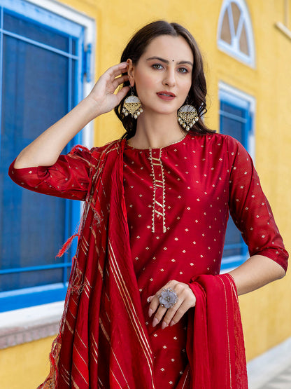 Kurta and Trouser Duppata Set Chanderi Modal Butti - FitVibe Fashion