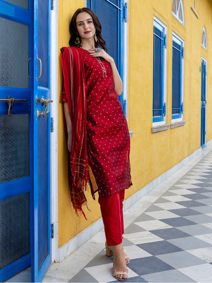 Kurta and Trouser Duppata Set Chanderi Modal Butti - FitVibe Fashion