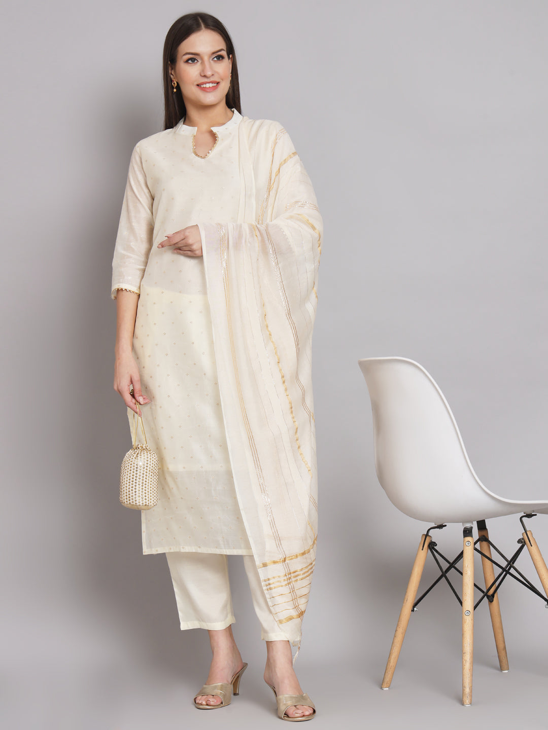 Kurta and Trouser Duppata Set Chanderi Modal Butti - FitVibe Fashion