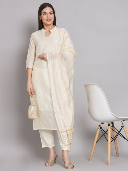 Kurta and Trouser Duppata Set Chanderi Modal Butti - FitVibe Fashion