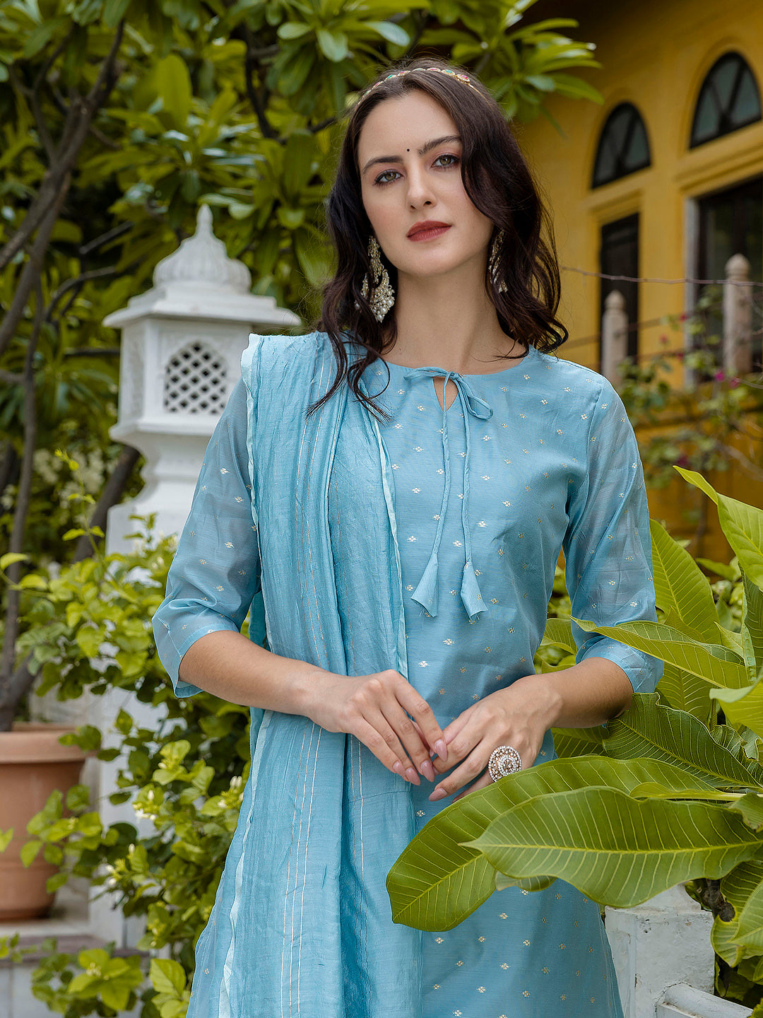 Kurta and Trouser Duppata Set Chanderi Modal Butti - FitVibe Fashion