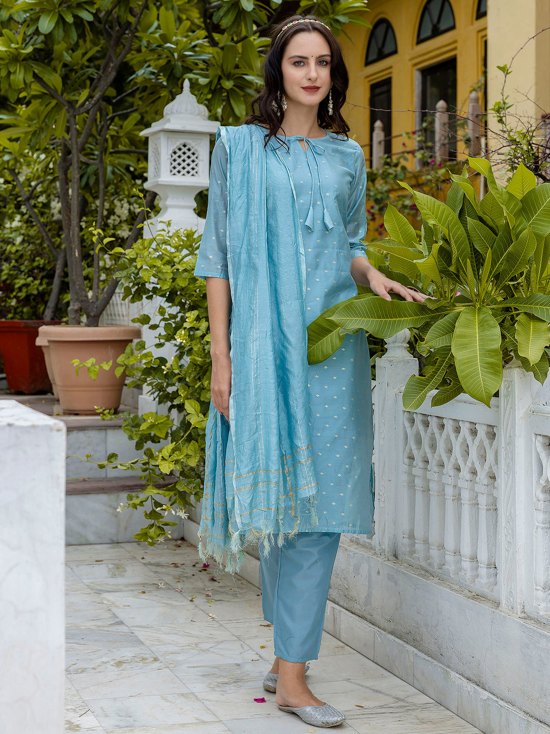Kurta and Trouser Duppata Set Chanderi Modal Butti - FitVibe Fashion