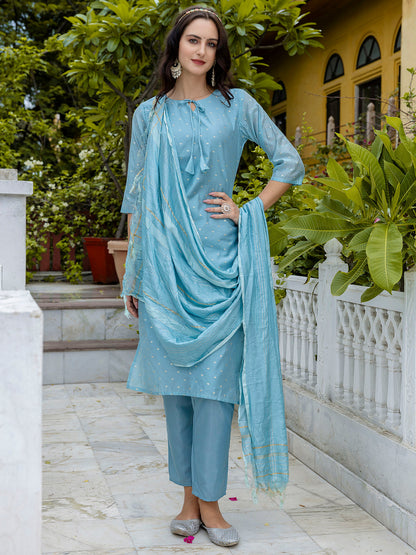 Kurta and Trouser Duppata Set Chanderi Modal Butti - FitVibe Fashion
