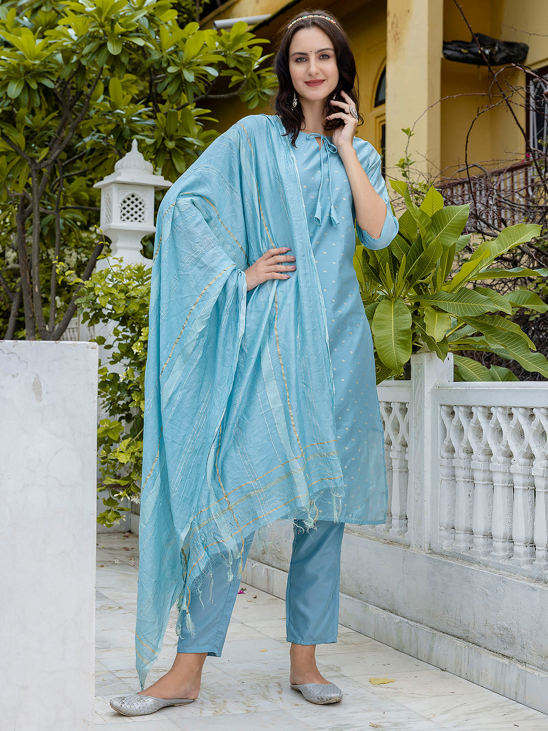 Kurta and Trouser Duppata Set Chanderi Modal Butti - FitVibe Fashion