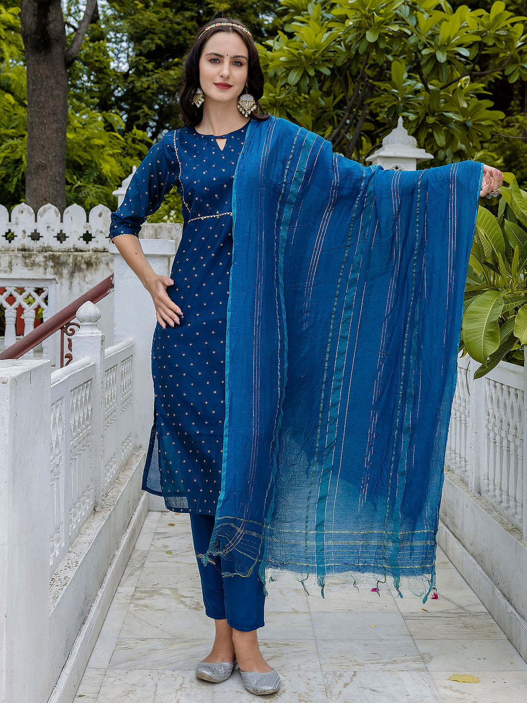 Kurta and Trouser Duppata Set Chanderi Modal Butti - FitVibe Fashion