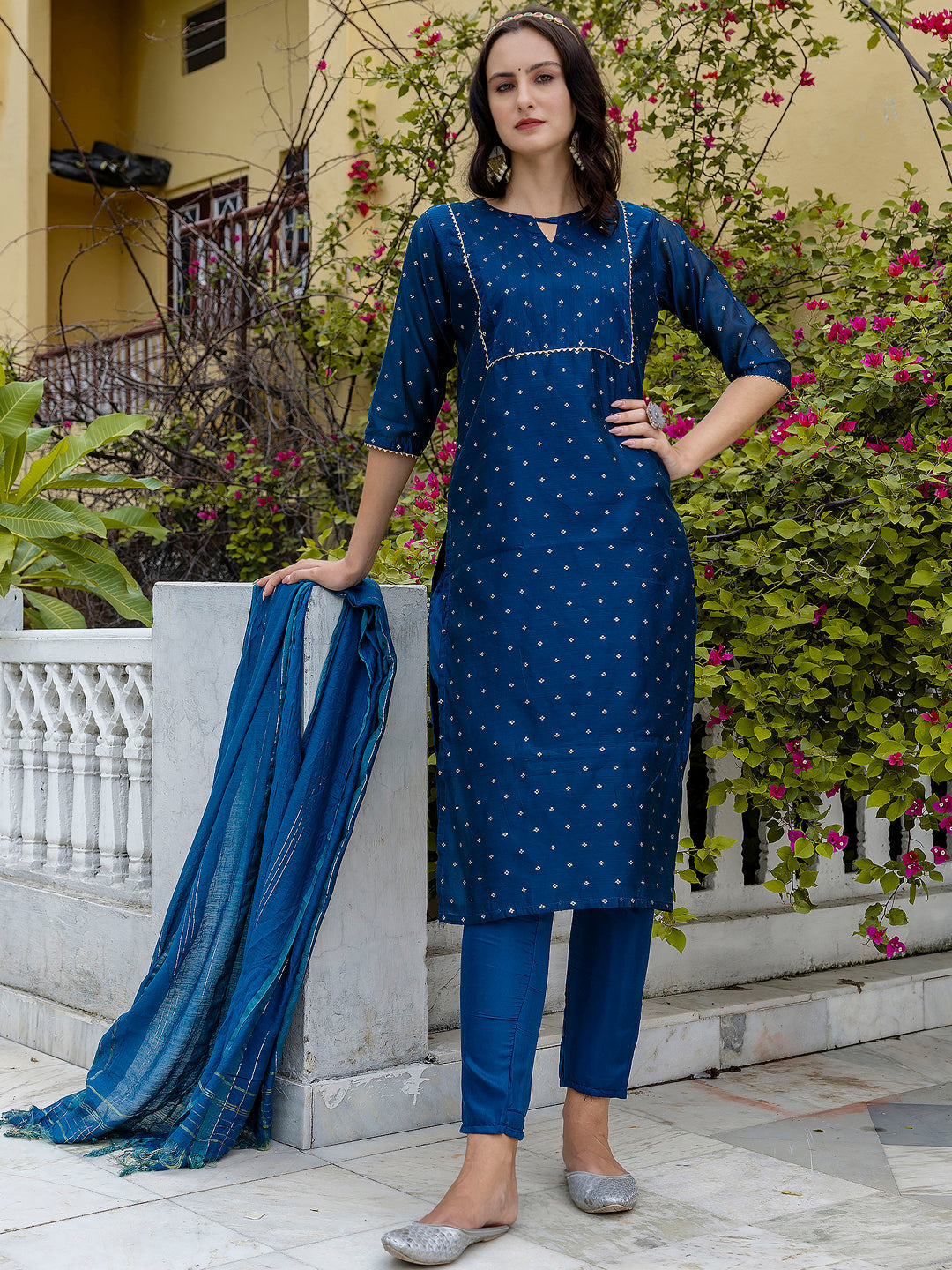 Kurta and Trouser Duppata Set Chanderi Modal Butti - FitVibe Fashion