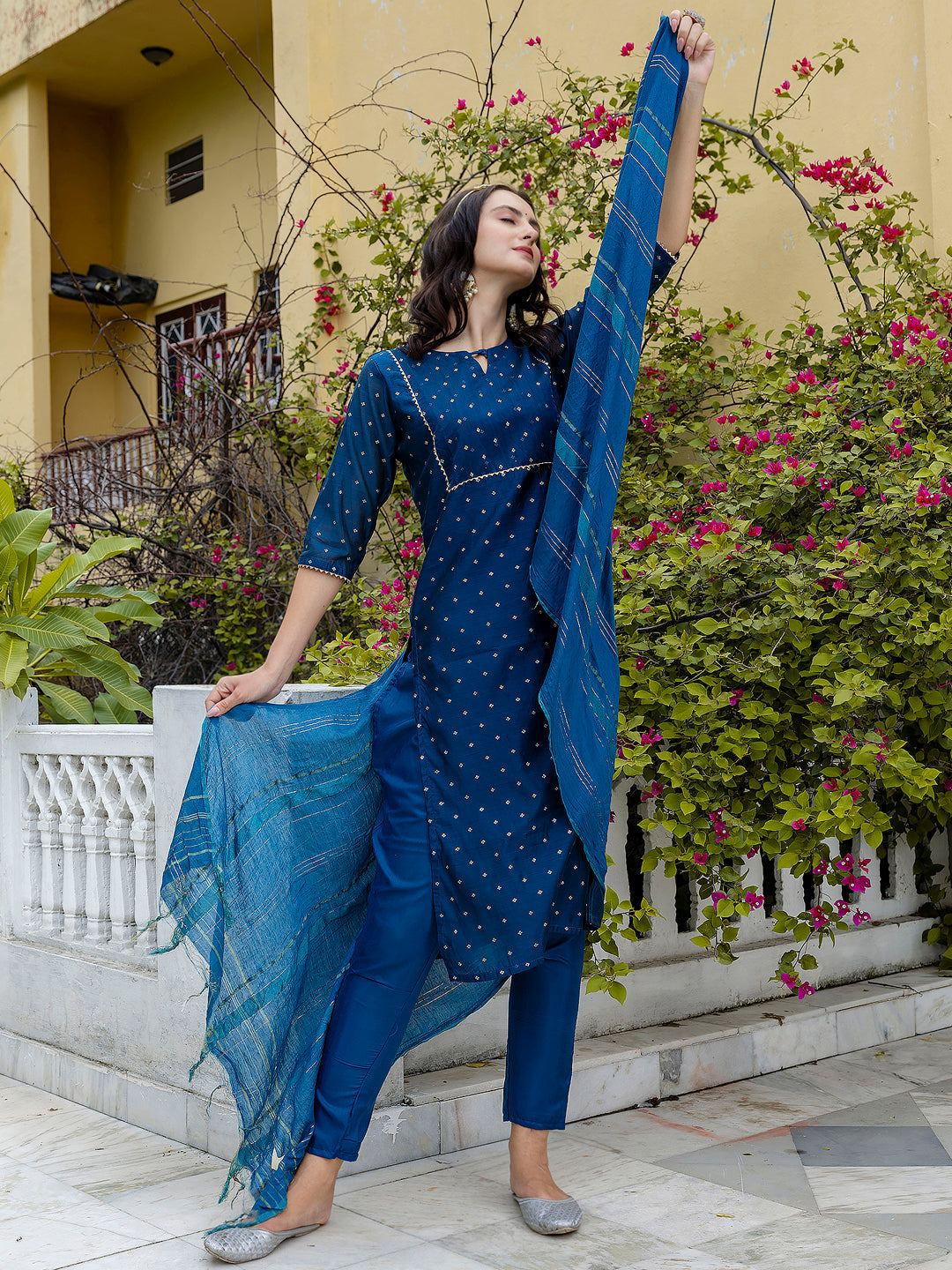 Kurta and Trouser Duppata Set Chanderi Modal Butti - FitVibe Fashion