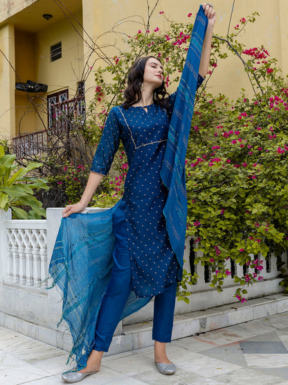 Kurta and Trouser Duppata Set Chanderi Modal Butti - FitVibe Fashion