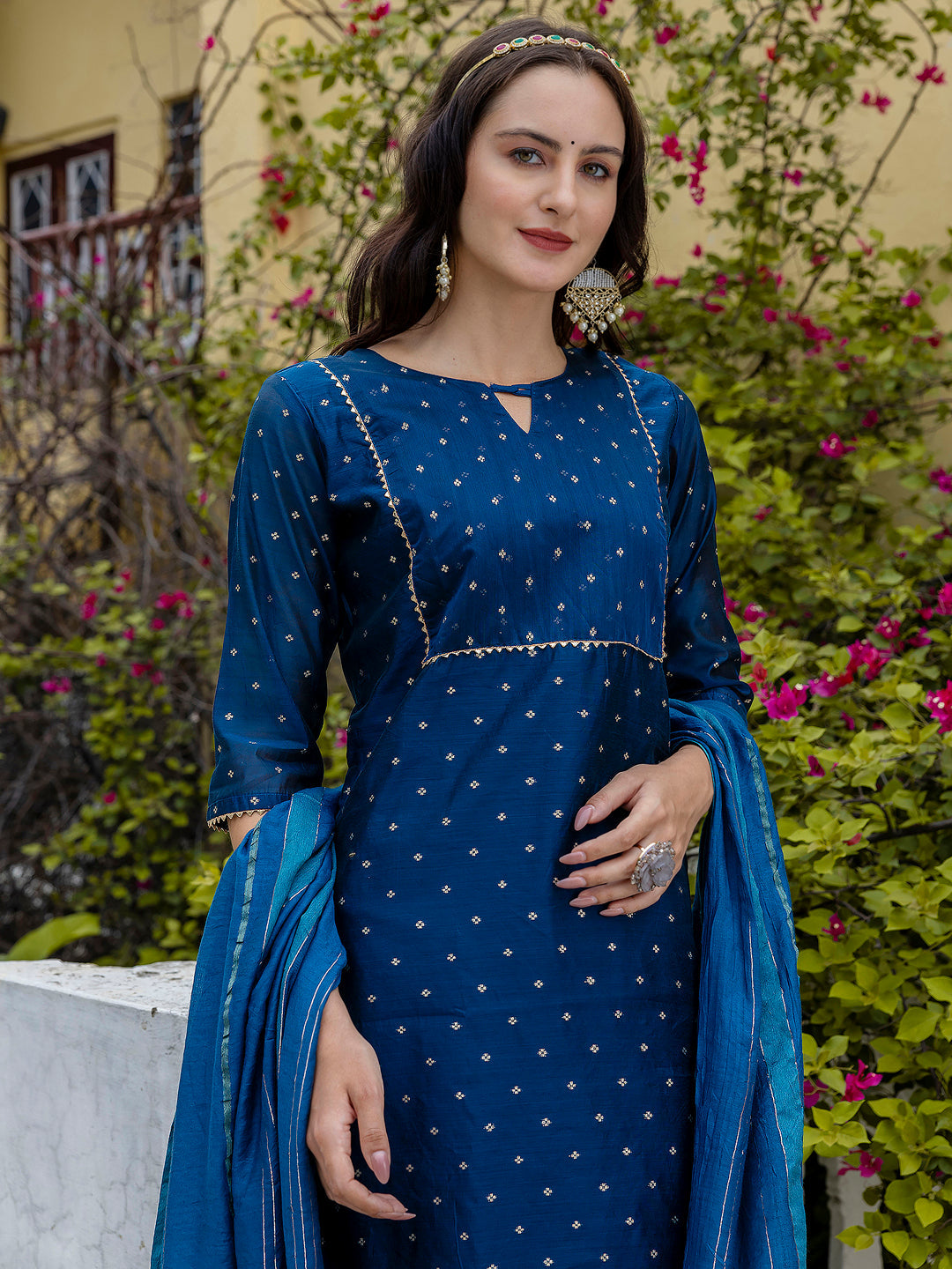 Kurta and Trouser Duppata Set Chanderi Modal Butti - FitVibe Fashion