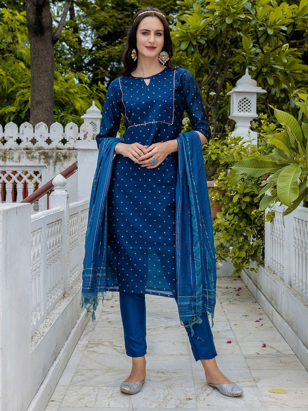 Kurta and Trouser Duppata Set Chanderi Modal Butti - FitVibe Fashion