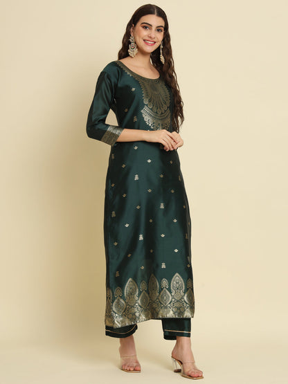 Kurta and Trousers Pant Set Heavy Zari Wok Silk Blend - FitVibe Fashion