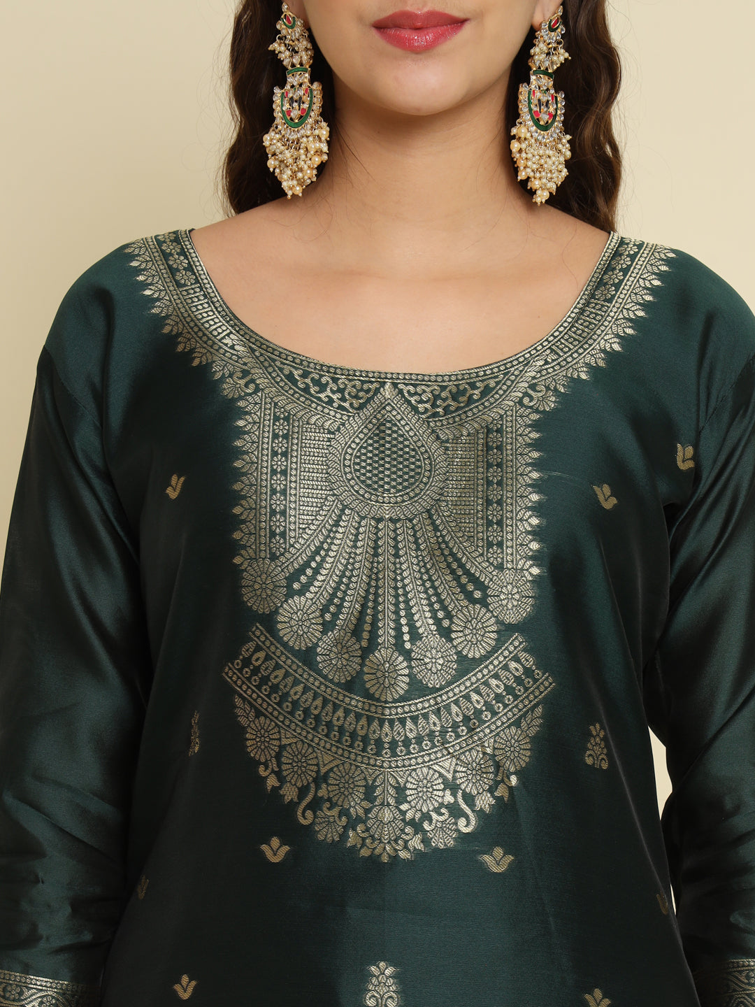 Kurta and Trousers Pant Set Heavy Zari Wok Silk Blend - FitVibe Fashion