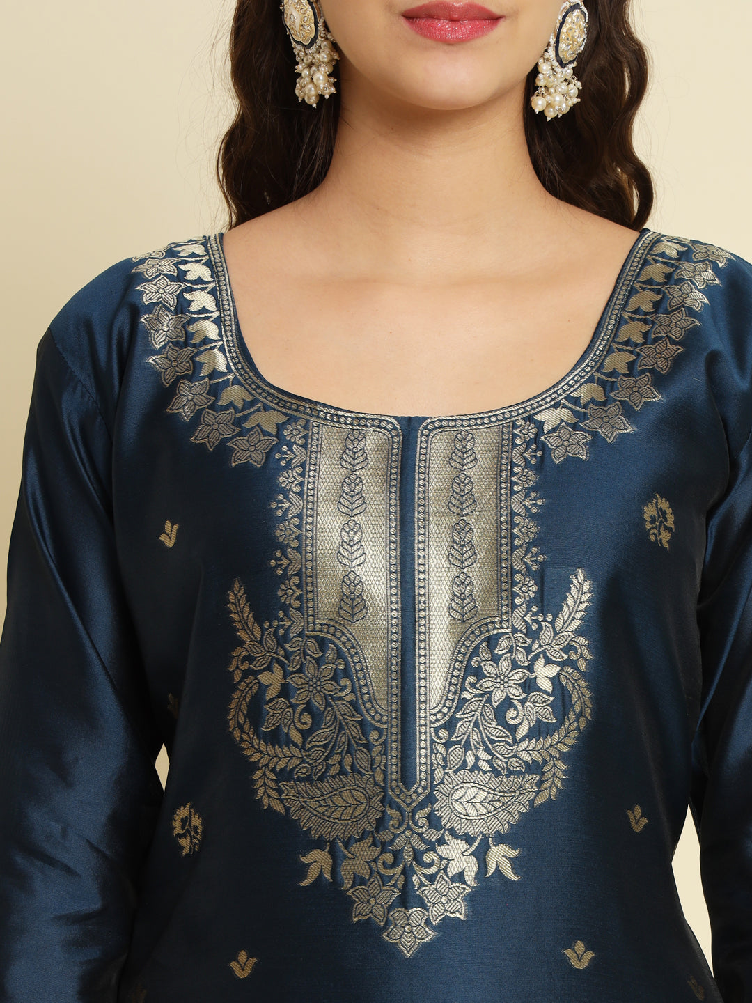 Kurta and Trousers Pant Set Heavy Zari Wok Silk Blend - FitVibe Fashion