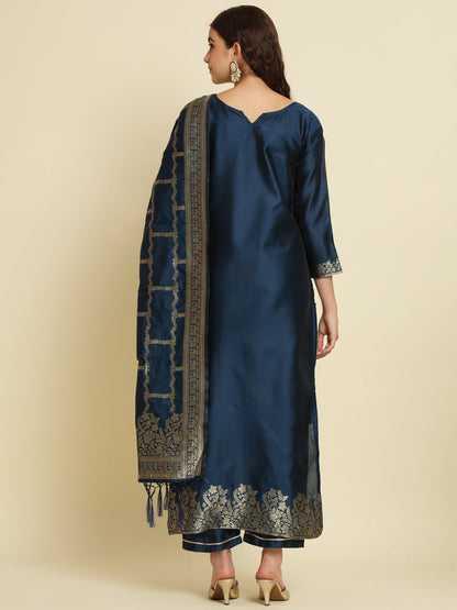 Kurta and Trousers Pant Set Heavy Zari Wok Silk Blend - FitVibe Fashion