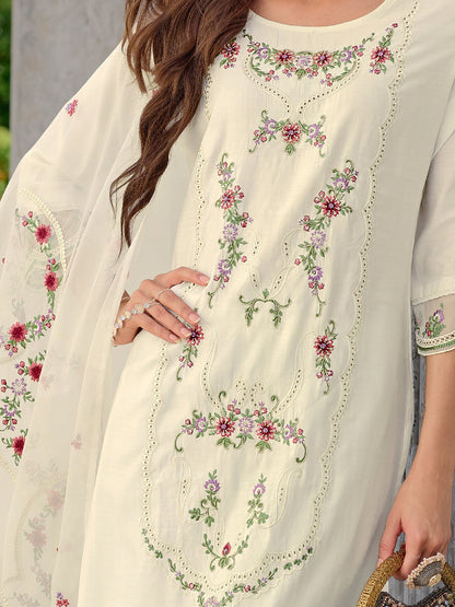 Women Silk Blend Kurta Pant Dupatta Set - FitVibe Fashion