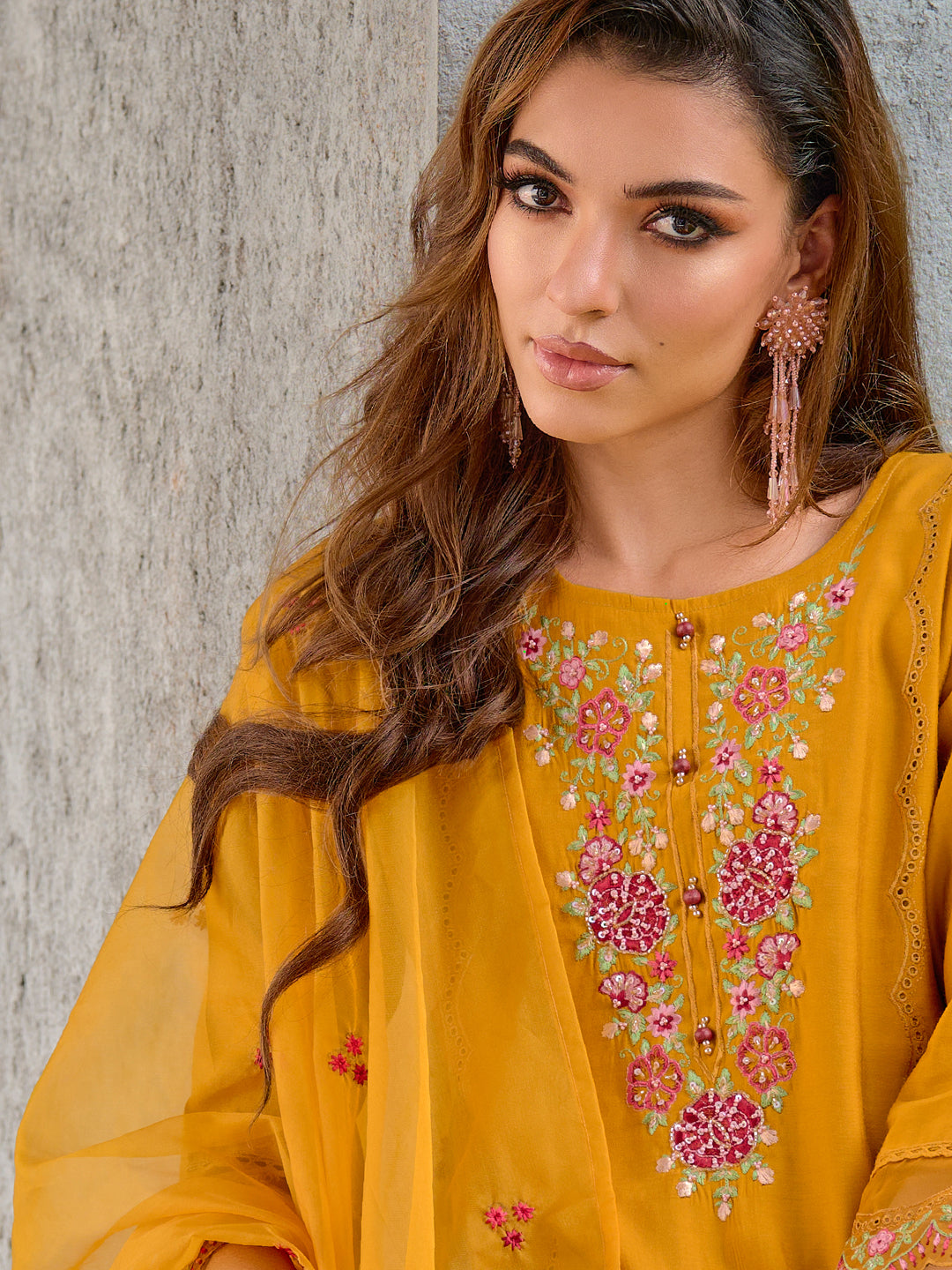 Women Silk Blend Kurta Pant Dupatta Set - FitVibe Fashion