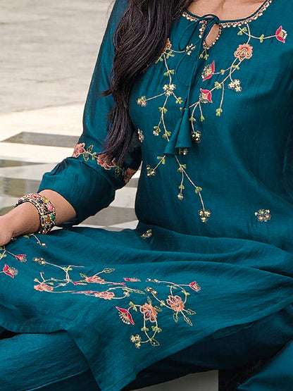 Sejal  Women Kurta and Trouser Duppata Set Silk Blend - FitVibe Fashion