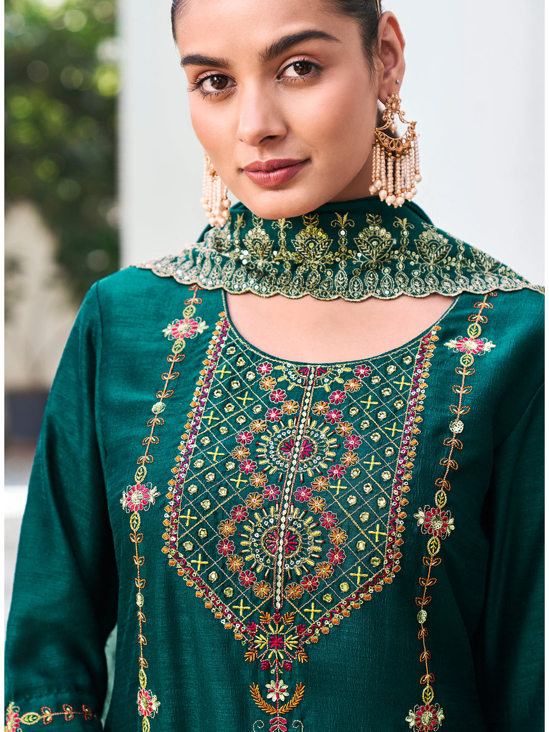 Shreya Women Kurta and Trouser Duppata Set Silk Blend - FitVibe Fashion