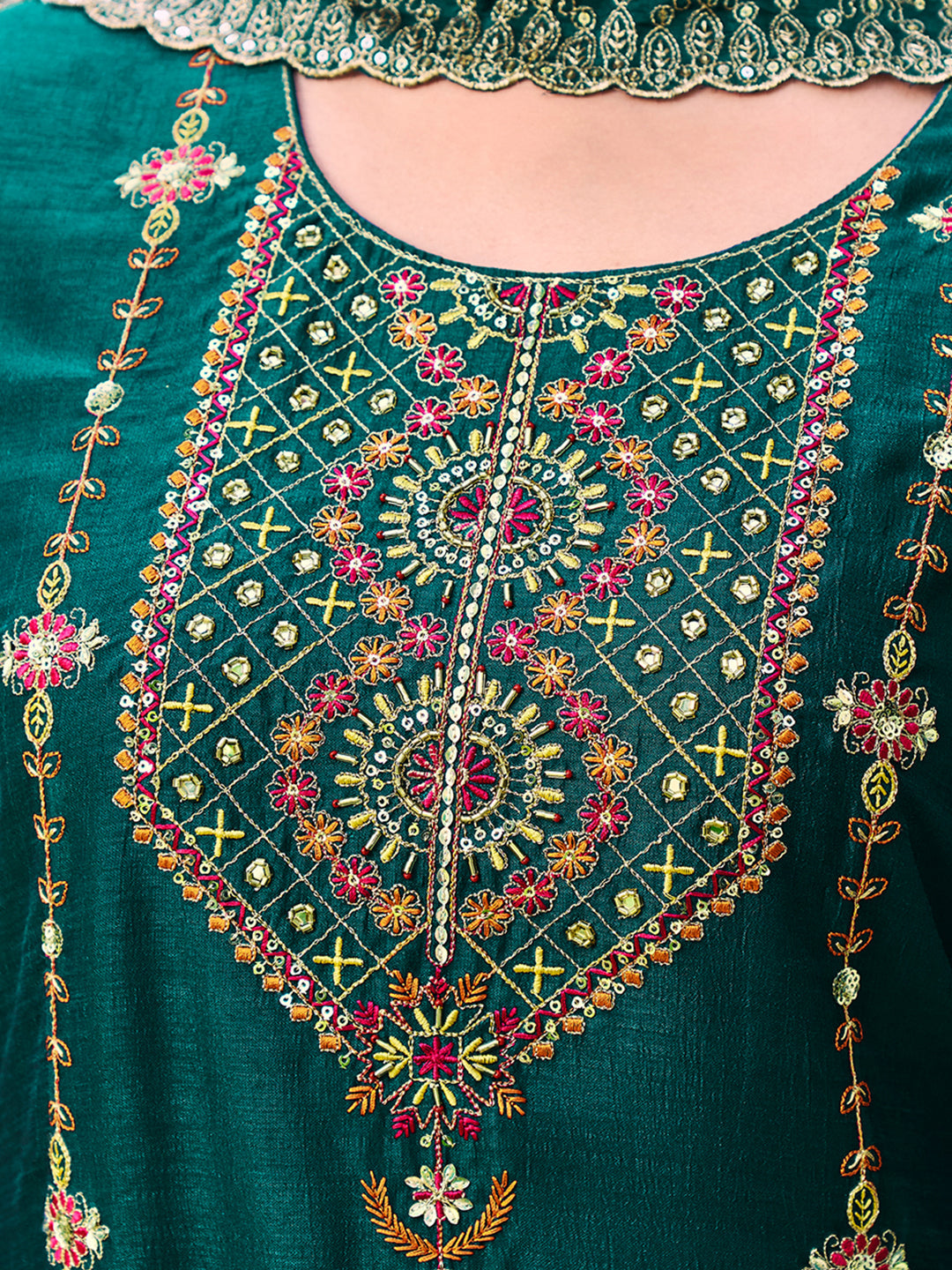 Shreya Women Kurta and Trouser Duppata Set Silk Blend - FitVibe Fashion