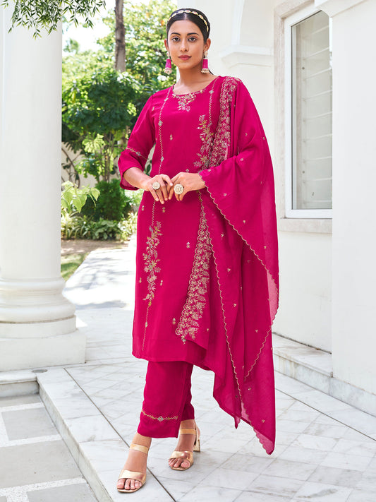 Sneha Women Kurta and Trouser Duppata Set Silk Blend - FitVibe Fashion