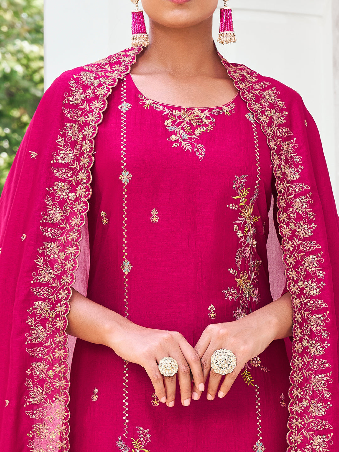 Sneha Women Kurta and Trouser Duppata Set Silk Blend - FitVibe Fashion