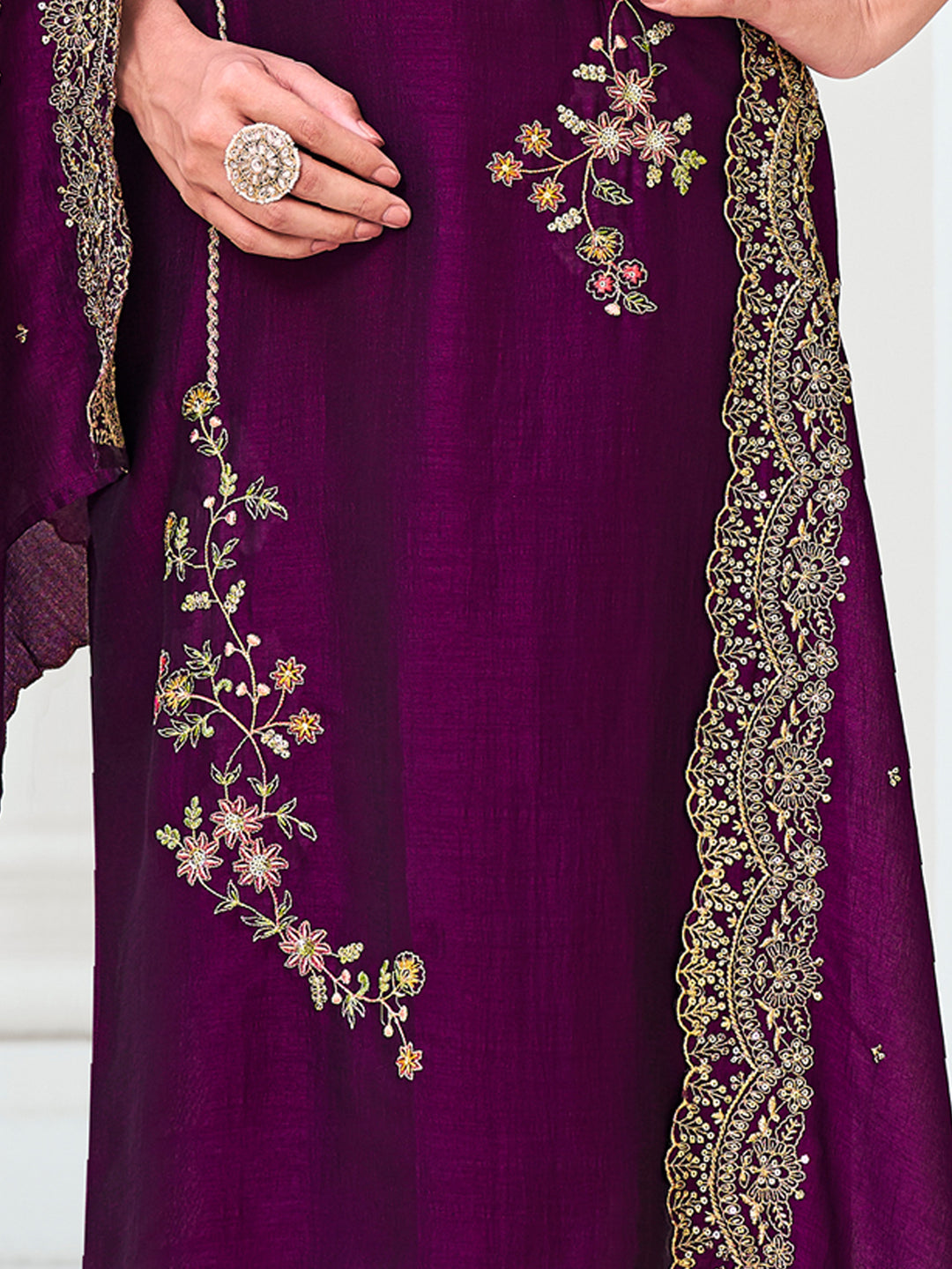 Swara Women Kurta and Trouser Duppata Set Silk Blend - FitVibe Fashion