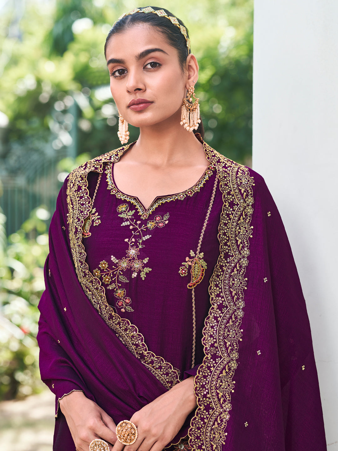 Swara Women Kurta and Trouser Duppata Set Silk Blend - FitVibe Fashion