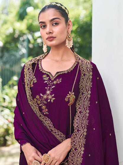 Swara Women Kurta and Trouser Duppata Set Silk Blend - FitVibe Fashion