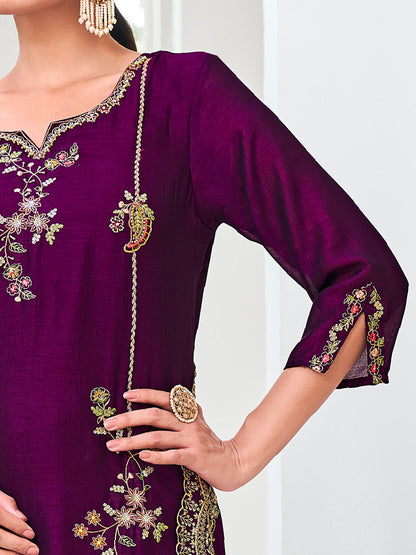 Swara Women Kurta and Trouser Duppata Set Silk Blend - FitVibe Fashion