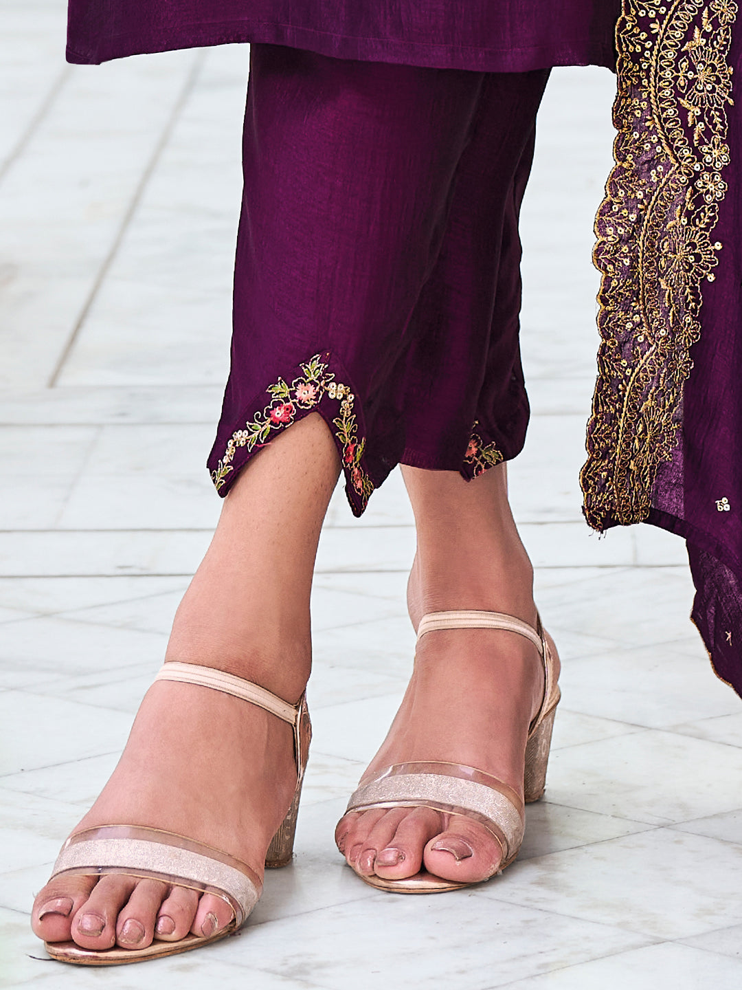 Swara Women Kurta and Trouser Duppata Set Silk Blend - FitVibe Fashion