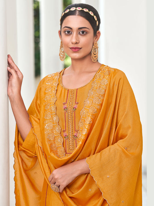 Veda Women Kurta and Trouser Duppata Set Silk Blend - FitVibe Fashion