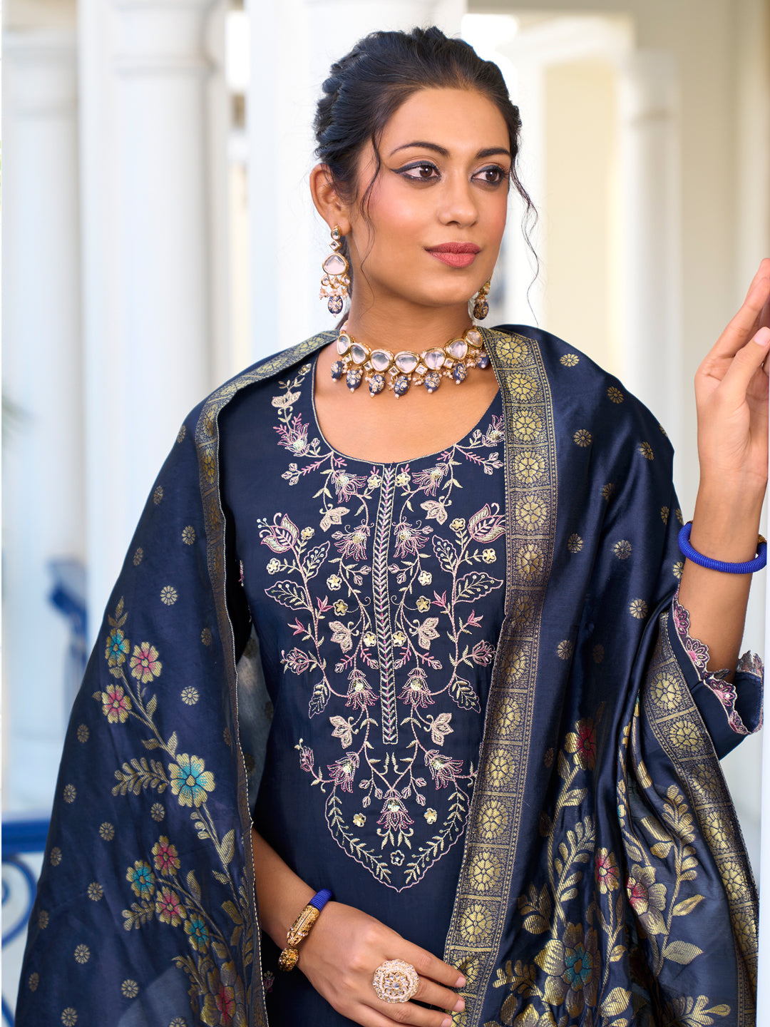 Women Kurta and Trouser Duppata Set Pure Viscose Silk - FitVibe Fashion