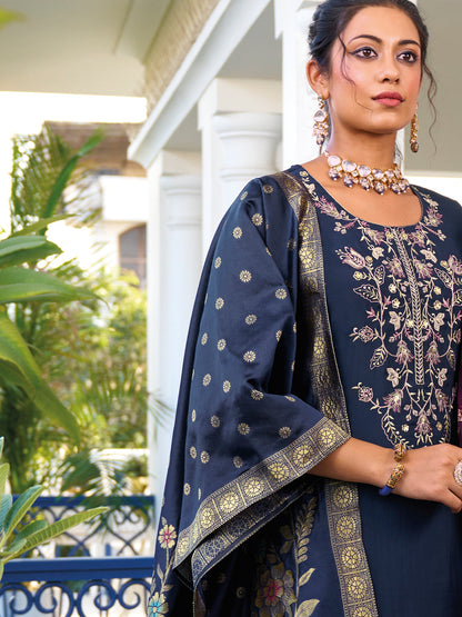 Women Kurta and Trouser Duppata Set Pure Viscose Silk - FitVibe Fashion