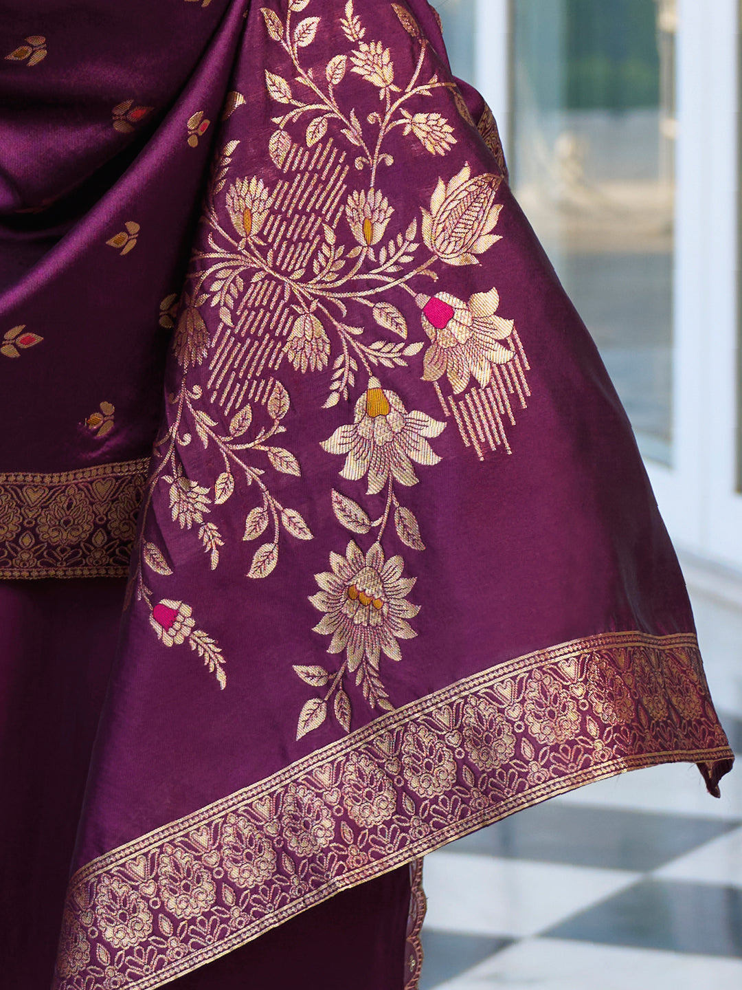 Women Kurta and Trouser Duppata Set Pure Viscose Silk - FitVibe Fashion