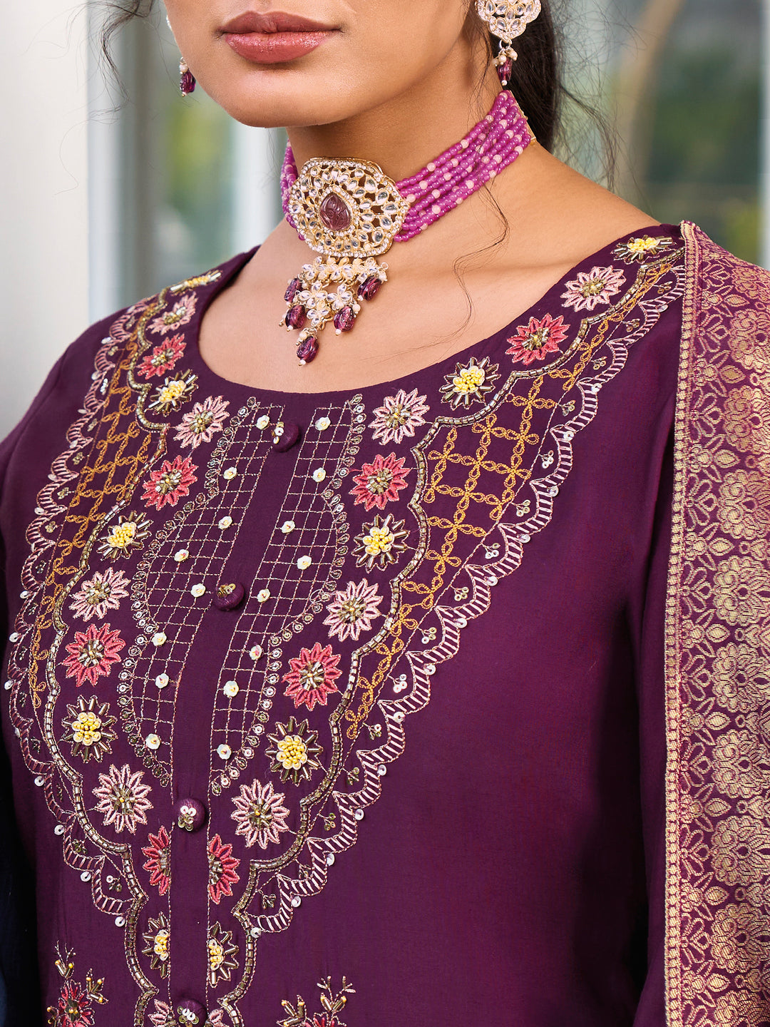 Women Kurta and Trouser Duppata Set Pure Viscose Silk - FitVibe Fashion