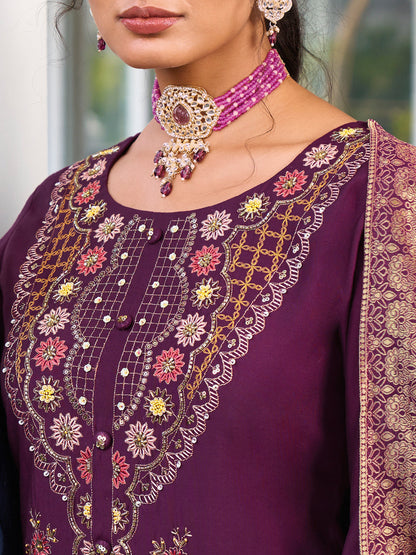 Women Kurta and Trouser Duppata Set Pure Viscose Silk - FitVibe Fashion