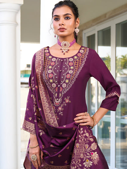 Women Kurta and Trouser Duppata Set Pure Viscose Silk - FitVibe Fashion