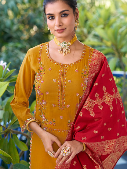 Women Kurta and Trouser Duppata Set Pure Viscose Silk - FitVibe Fashion