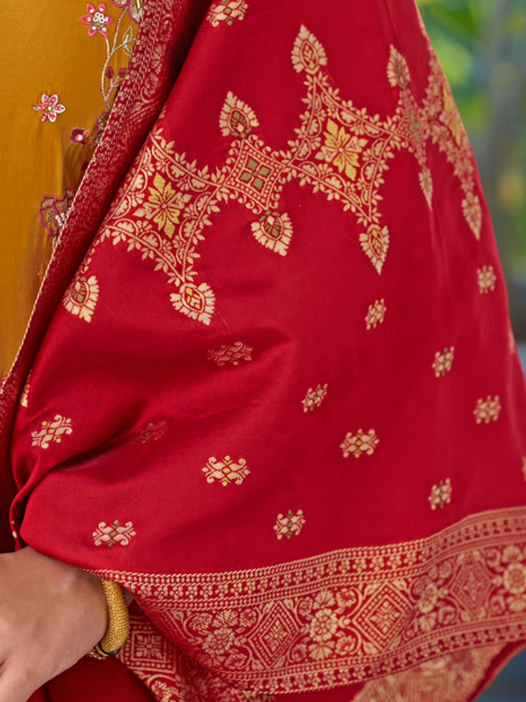 Women Kurta and Trouser Duppata Set Pure Viscose Silk - FitVibe Fashion