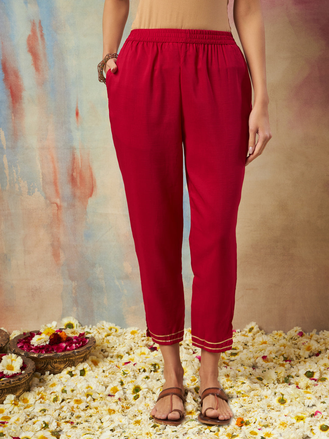 Women Kurta and Trousers Pant Set Cotton Blend - FitVibe Fashion