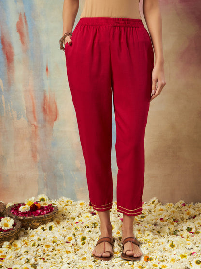 Women Kurta and Trousers Pant Set Cotton Blend - FitVibe Fashion