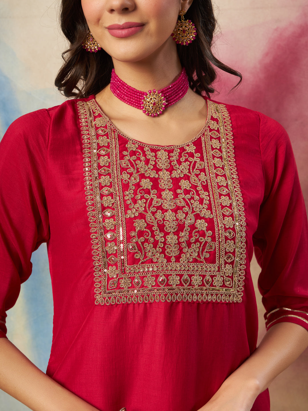 Women Kurta and Trousers Pant Set Cotton Blend - FitVibe Fashion