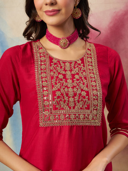 Women Kurta and Trousers Pant Set Cotton Blend - FitVibe Fashion