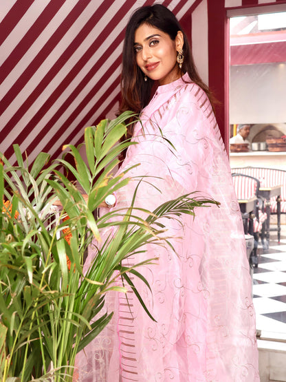 Chetna Silk Blend High Neck Kurta and Trousers Pant Set - FitVibe Fashion