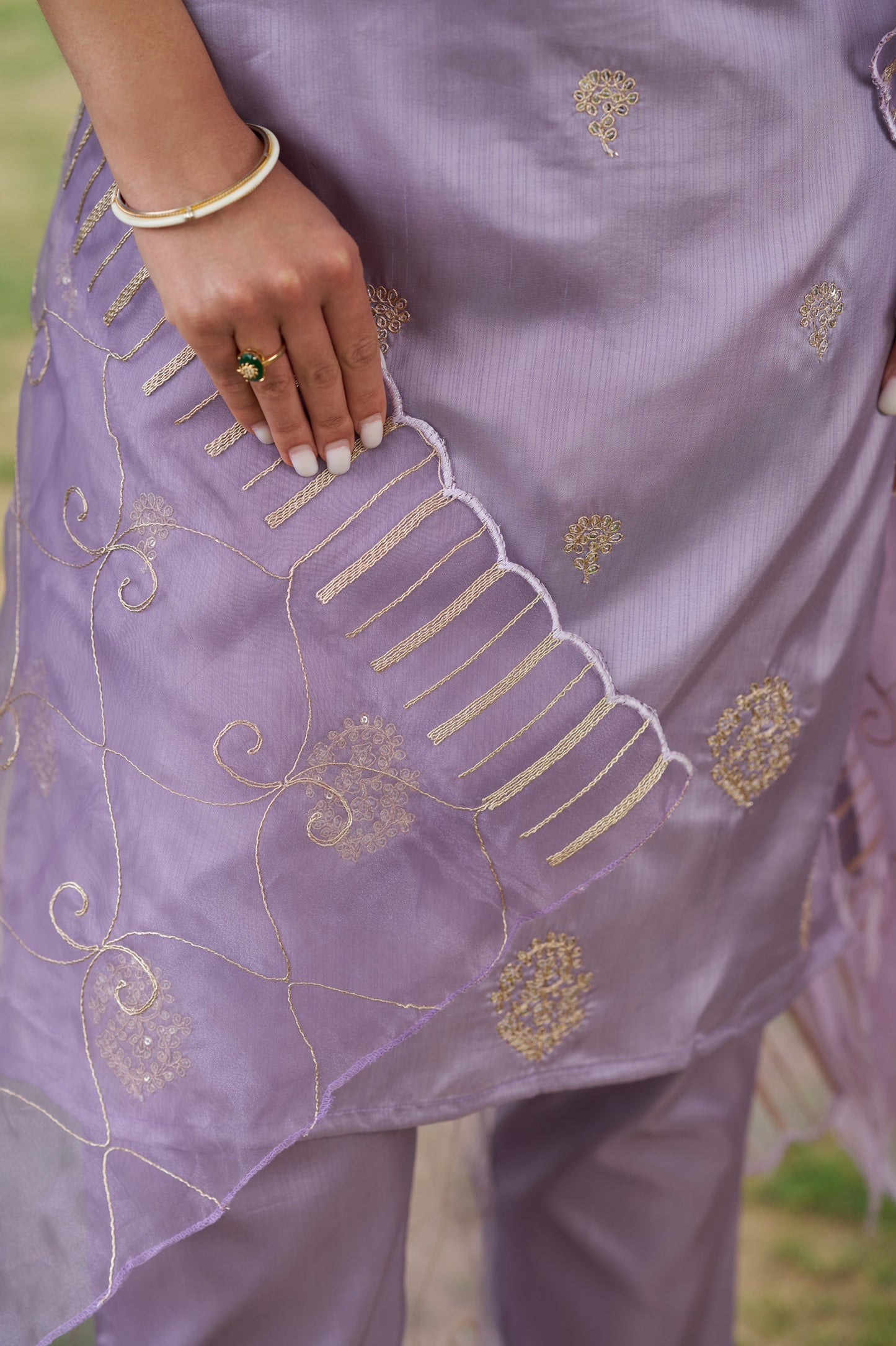 Parampara Silk Blend High Neck Kurta and Trousers Pant Set - FitVibe Fashion